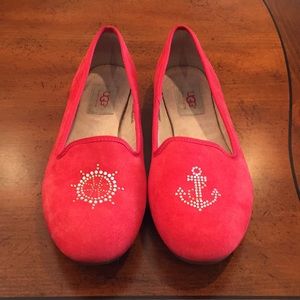 UGG Coral Suede Flats w/ Nautical Accents. Size 8